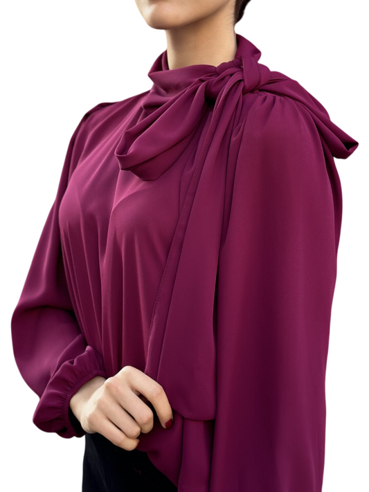 Abito Vicolo Camicia Fiocco Bordeaux Donna