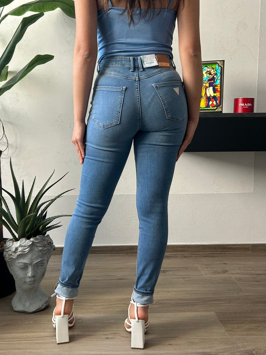 Jeans Skinny Bottoni A Vista Guess Donna