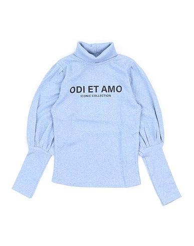 T-Shirt M/L Lupetto Odi Et Amo Lurex Azzurra Bambina/Ragazza