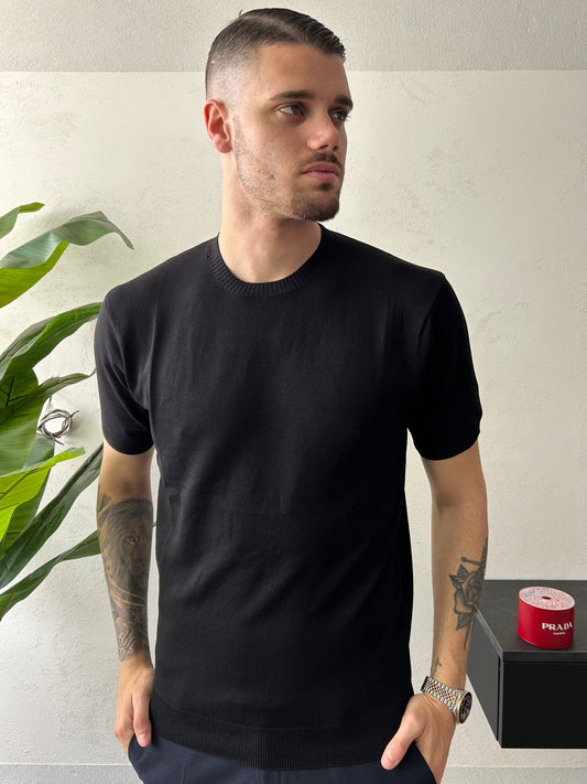 T-Shirt Mikland In Filo "Basic" Nera Uomo