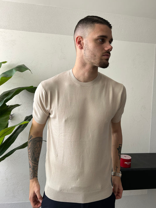 T-Shirt Mikland In Filo "Basic" Beige Uomo
