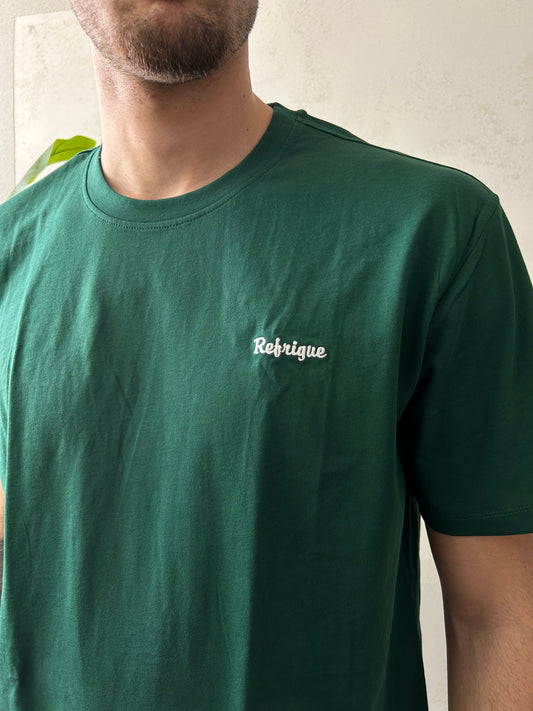 T-Shirt Refrigue "Mini-Logo Cucito" Verde Foresta Uomo