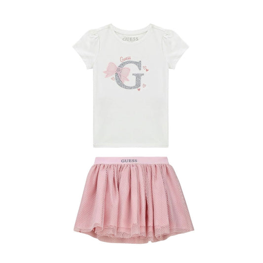 Completo T-Shirt + Gonnellina Guess Bianco Bambina