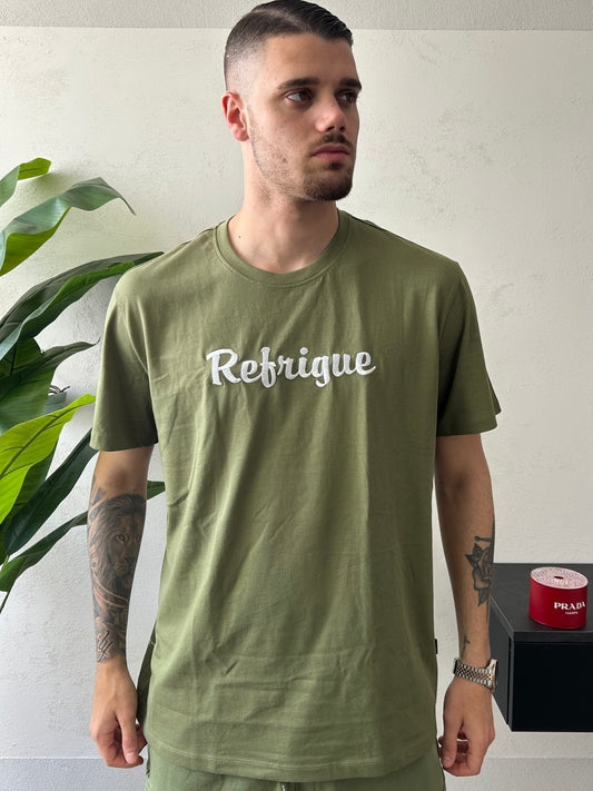 T-Shirt Refrigue "Logo Cucito" Verde Militare Uomo
