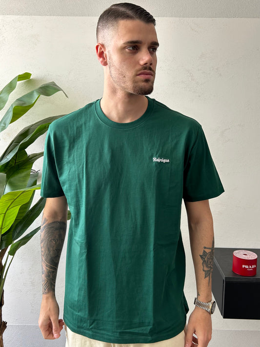 T-Shirt Refrigue "Mini-Logo Cucito" Verde Foresta Uomo