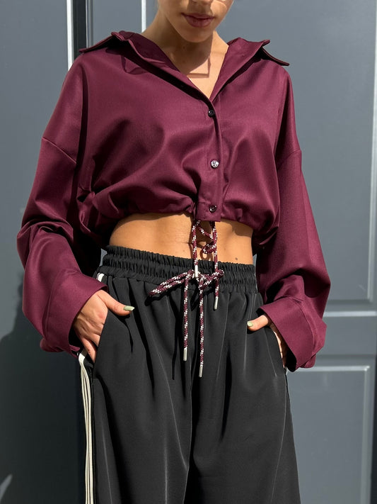 Camicia Vicolo Cropped Bordeaux Donna