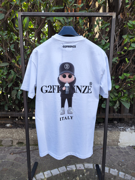 T-Shirt G2 Firenze "Omino" Oversize Bianca Uomo