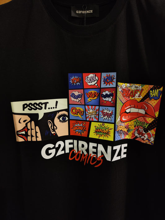 T-shirt G2 Firenze "Comics" Nera Uomo