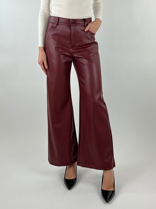 Pantalone Vicolo Palazzo Ecopelle Bordeaux Donna