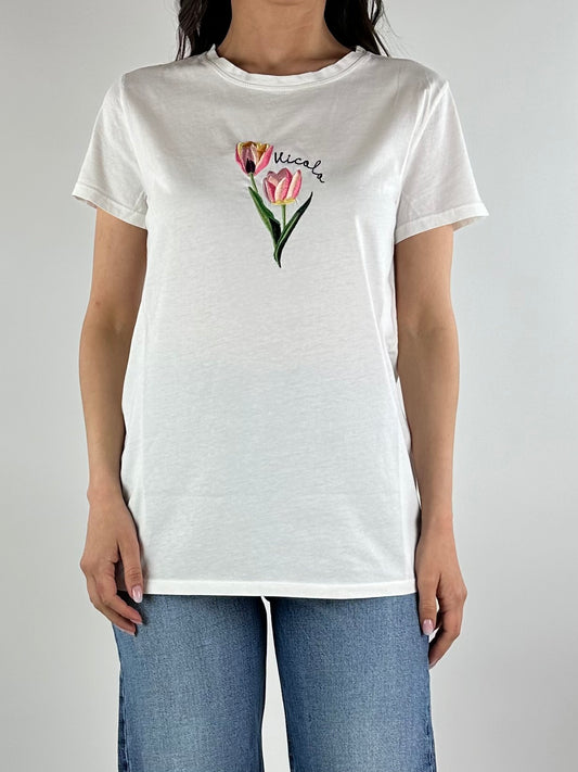T-Shirt Vicolo "Tulipano" Bianca Donna