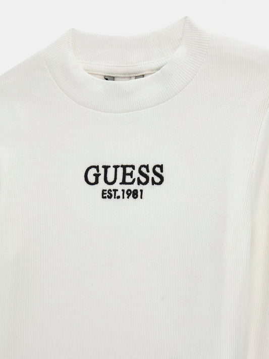 T-Shirt Guess Strech A Costine Bianca Ragazza