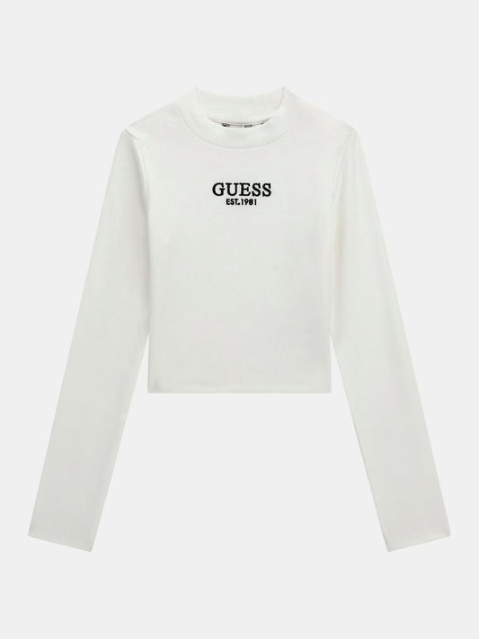 T-Shirt Guess Strech A Costine Bianca Ragazza