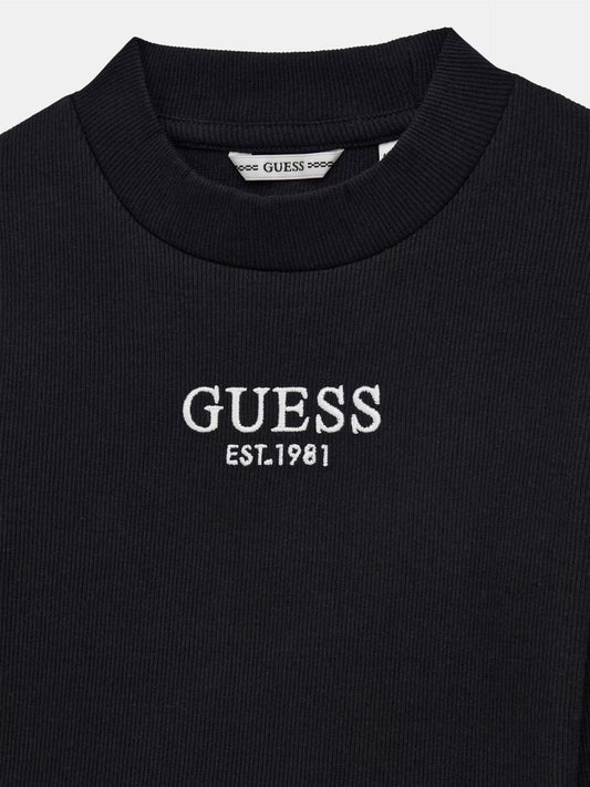 T-Shirt Guess Strech A Costine Nera Ragazza