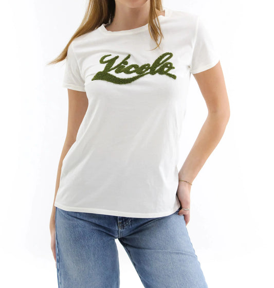 T-Shirt Vicolo "Logo Verde" Bianca Donna