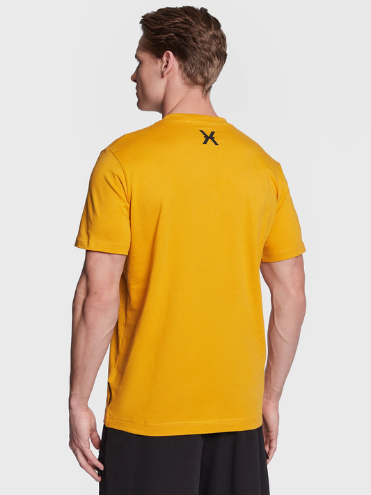 T-shirt Giallo Ocra con Stampa a contrasto Uomo John Richmond